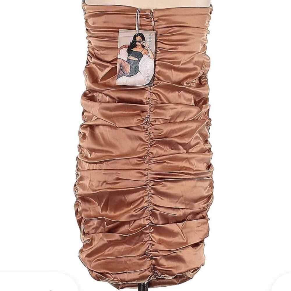 Naked Wardrobe Brown Tan Bodycon Tube Top Sleeveless Dress Small - Picture 3 of 4